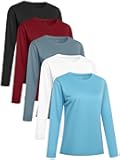 5 Pack Women Long Sleeve Shirts Running UV Rash Guard Casual Tops Sun Protection Workout Hiking T Shirts for Women