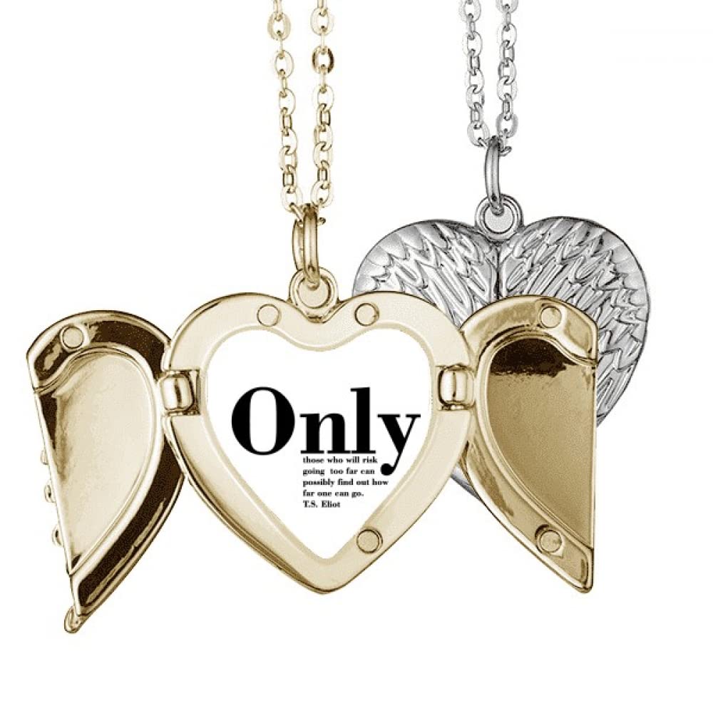 no/noInspirational Quote About Life By T.S. Eliot Angel Wing Necklace Pendant Couple