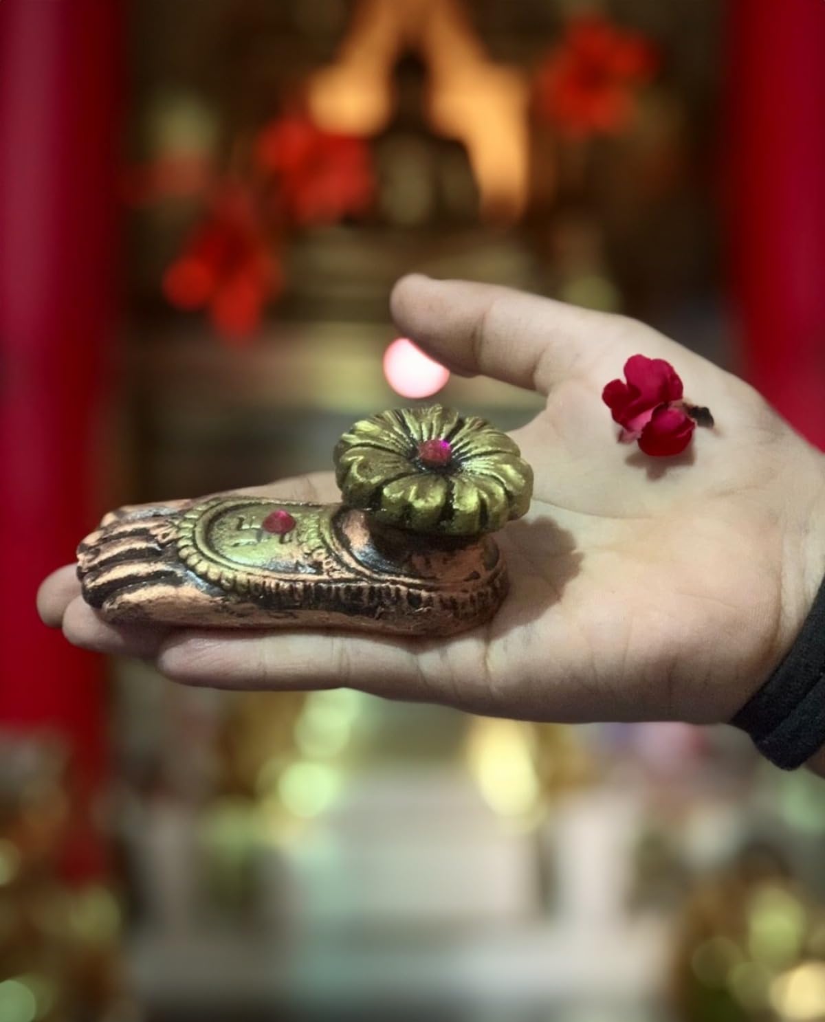 Kreative HomesMaa Laxmi ji Charan | Maa Lakshmi Mitti Charan Terracotta Clay Paduka | Laxmi ji Charan for Prosperity and Wealth | Devi Charan for Diwali puja