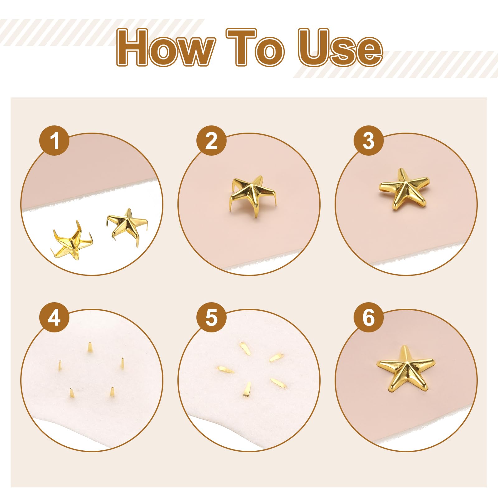 Borchie A Stella Punk 100 Pz - Artiglio Decorativo In Metallo Per Fai Da Te, Moda E Scrapbooking - Bronzo 5mm - Foto 9