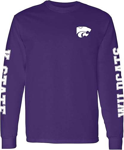 NCAA - Camiseta de manga doble con estampado de color del equipo, universidad