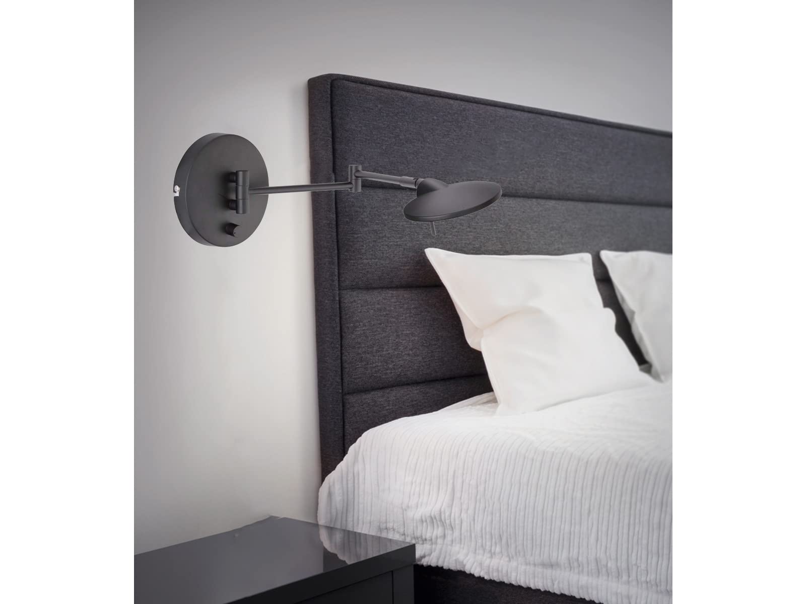 2er SET schwenkbare Wandleuchten Schwarz mit Stecker & Schalter, Tiefe 55cm