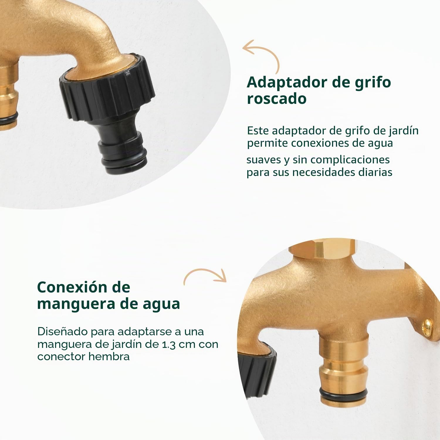 Flatro Grifo de latón para cualquier lugar con rosca de latón ¾ BSP | Grifo exterior con tornillo y tacos de pared | Grifo de jardín exterior de 80 mm x 80 mm x 40 mm Grifo Bib Union | Grifos de latón