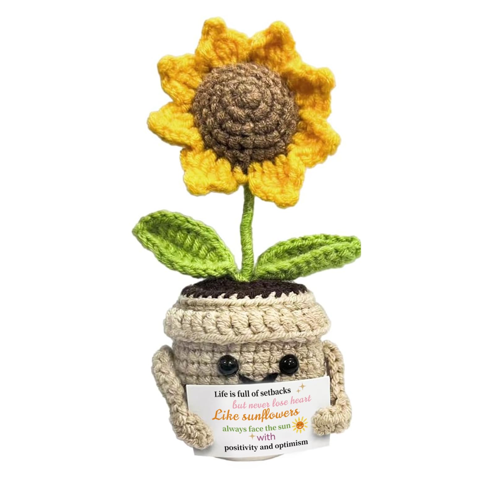 Handmade Positive Sunflower Christmas Birthday Gifts for Women Her Men Holiday Decor Son Mom Gift Dad Daughter Sister Friend Coworkers Self Care Gifts Emotional Inspirational Support Crochet Animals