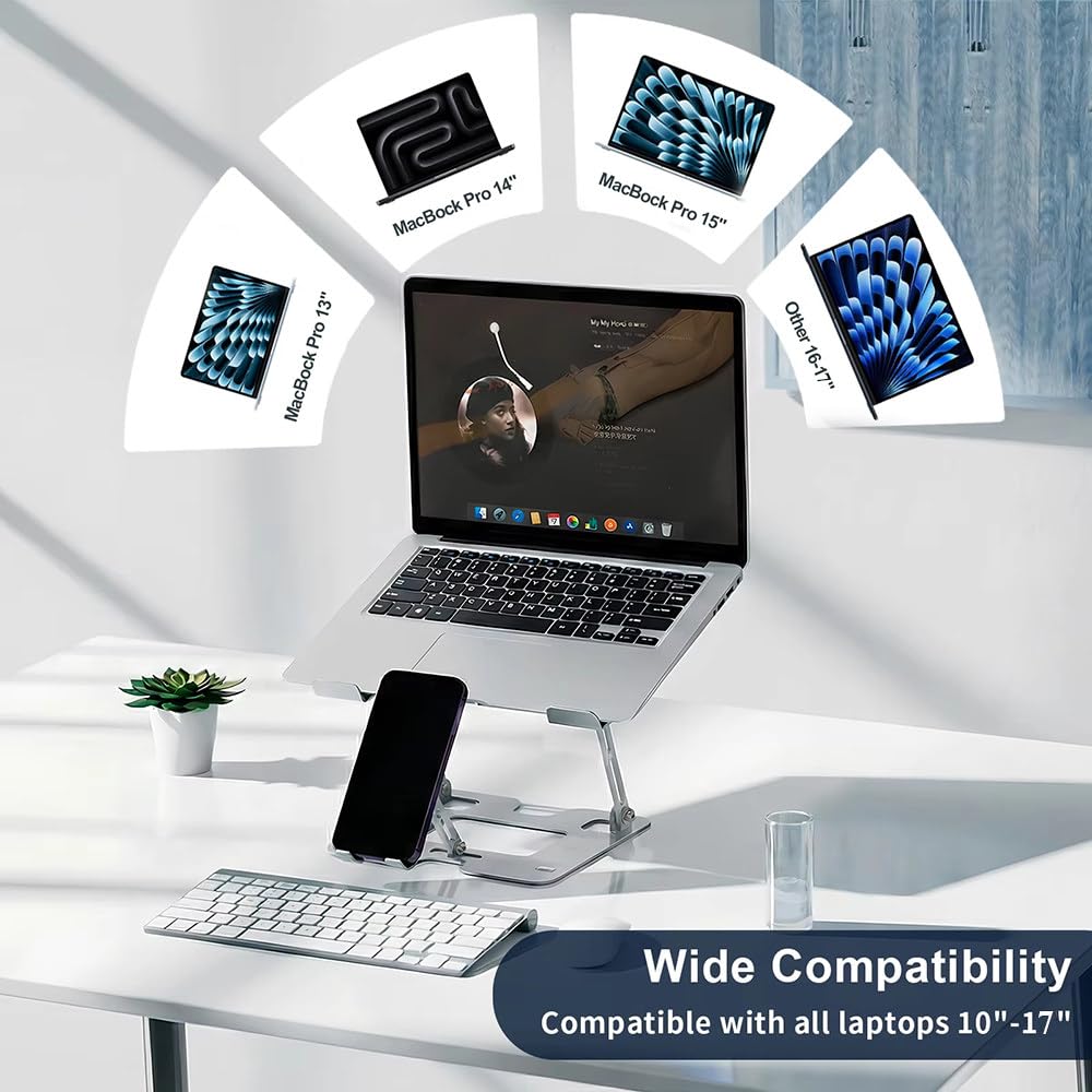 Regulowana Podstawka Chłodząca Do Laptopa,Chłodziarka Półprzewodnikowa,Do Laptopów O Przekątnej 10-17",Regulacja 180°,Rama Ze Stali Węglowej,Z Uchwytem Na Telefon,Udźwig 40Kg,Do Biura I Domu A