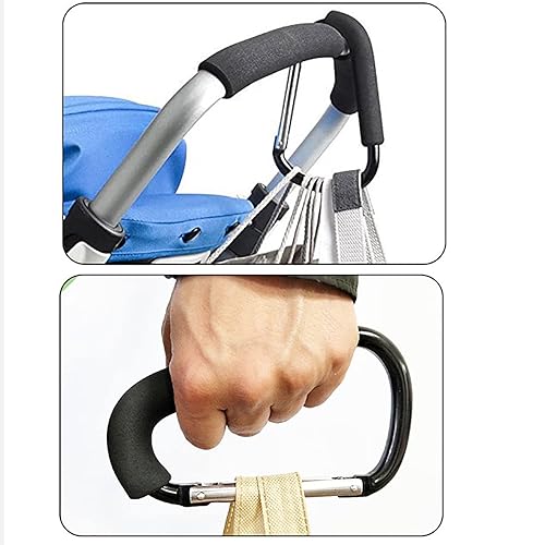 Miniatura 6 de MroMax 3 ganchos para cochecito, clip de mosquetón de 5.5 pulgadas, gancho de viaje plateado más fácil, gancho de correa de cochecito de perro,