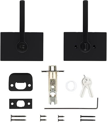 Vista 89 de Kwikset Halifax - Manija interior de paso, palanca para puertas de clóset y pasillo, manija reversible sin seguro, en acabado negro mate, con Mate