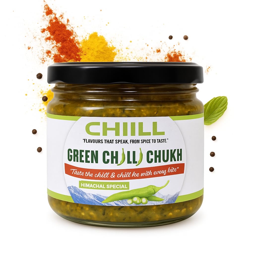 CHIILL Green Chilli Pickle | No Artifical Preservatives | Chamba Chukh| Traditional Himachali Recipe Green Chilli achar | Hari Mirch Achar |No artifical preservatives | Green Mirchi Pickles | 300 gm
