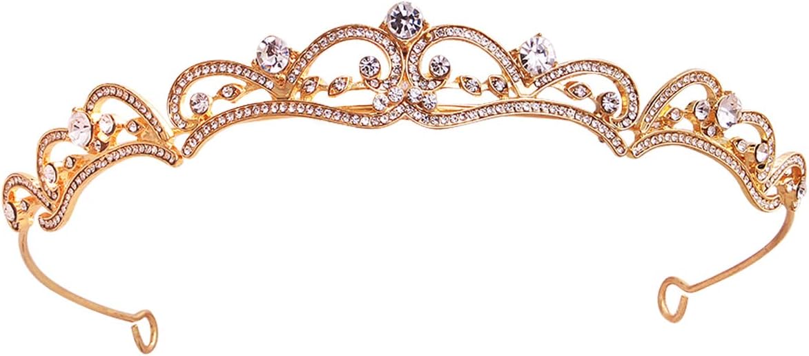 Uongeod Rhinestone Crown Crystal Bridal Tiara Princess Crown Birthday Crown Tiaras and Crowns for Women and Girls-Gold
