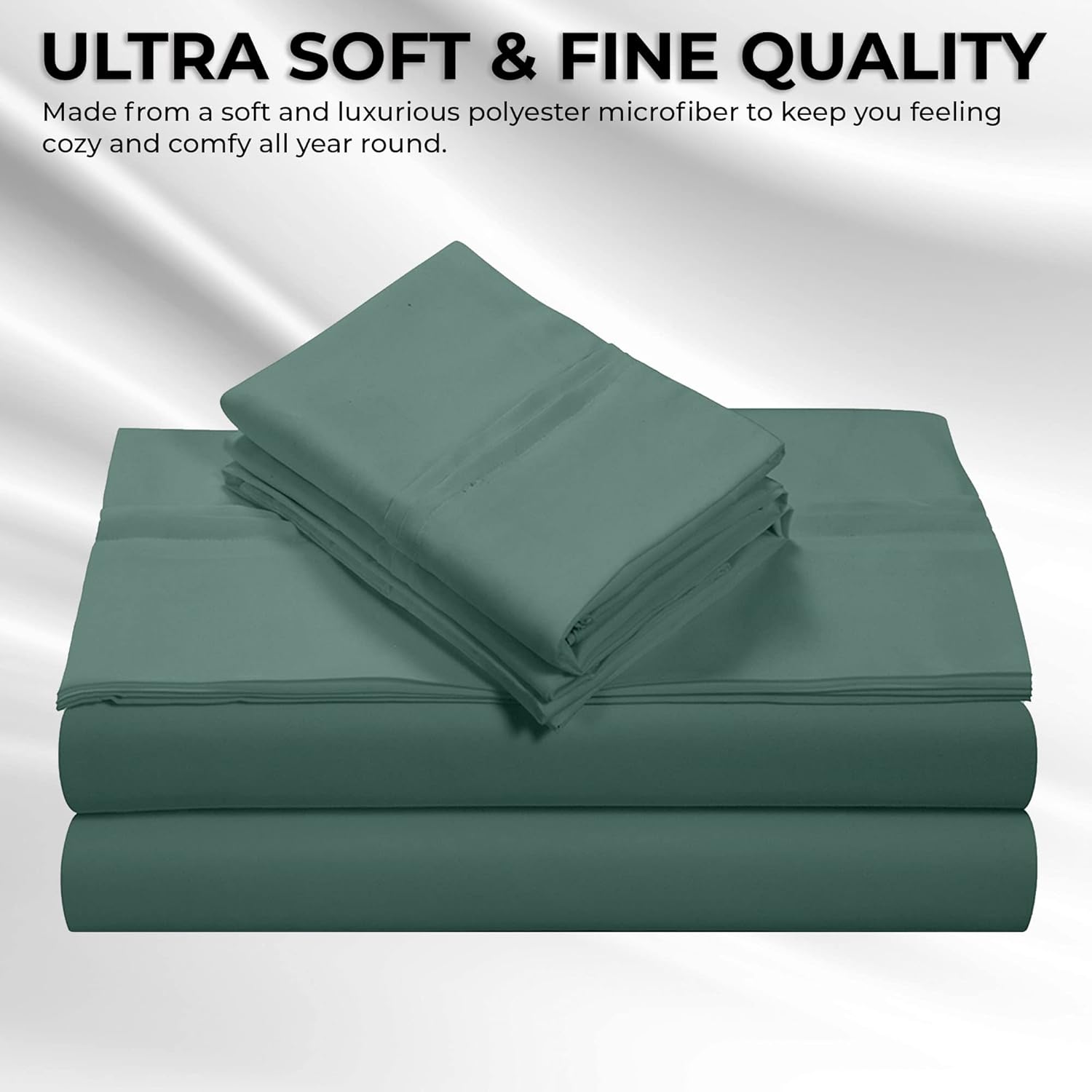 Tribeca Living 110-GSM Brushed Microfiber Sheet Set - Extra Deep Pocket Fits Mattresses up to 21 Inches - Ultra Soft Cooling and Fade Resistant - Queen, Atlantic
