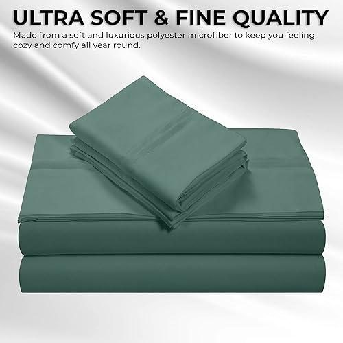 Miniatura 4 de Tribeca Living Sábanas de bolsillo extra profundo de 110 GSM, 4 piezas, súper suaves, refrescantes, duraderas, resistentes a la decoloración y a las