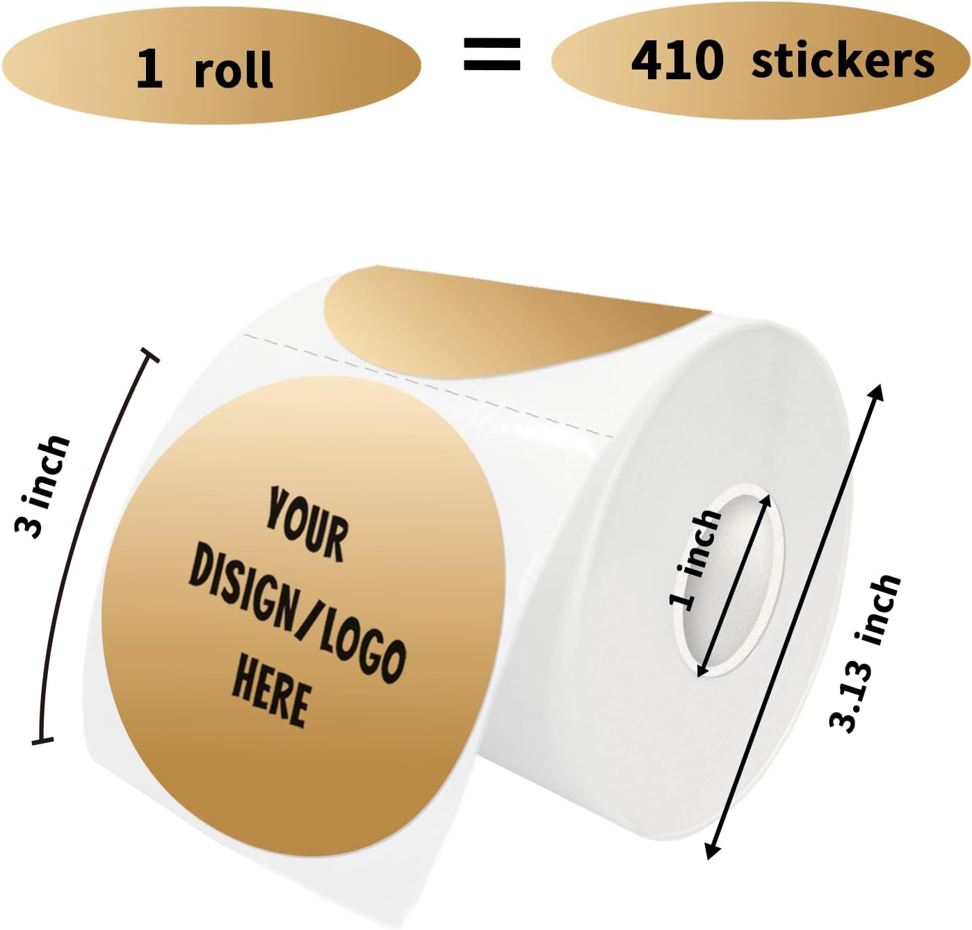 3 Inch Brown Round Thermal Sticker Labels, Multi-Purpose Thermal Labels for DIY Logo Design, QR Code, Name Tags (410 Labels, 1 Roll) - Image 2