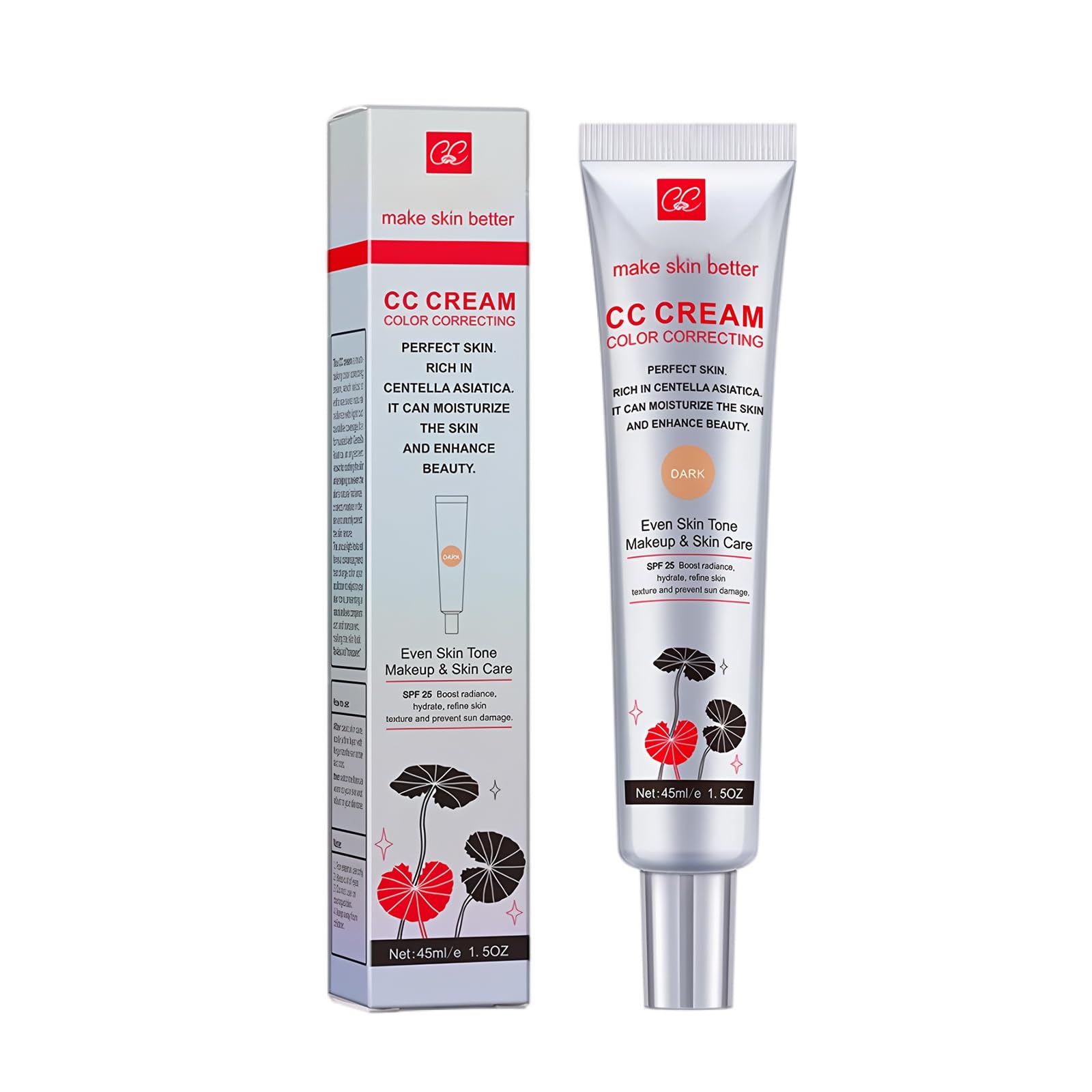 Centella Asiatica CC-Creme, CC Cream Fluid podkład do zakrywania niedoskonałości skóry, LSF 25+, do dostosowania kolorytu skóry, pełne pokrycie, korektor kolorów makijażu
