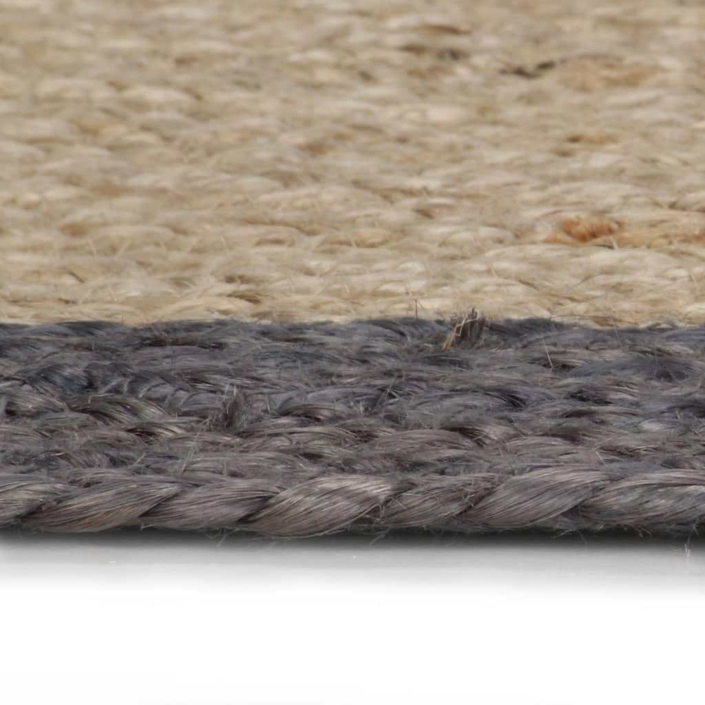 vidaXL Alfombra Redonda de Yute Tejida a Mano Tapete Alfombrilla Felpudo Moqueta Tapiz Esterilla Artesanía Decoración Diámetro 150cm Borde Gris Oscuro