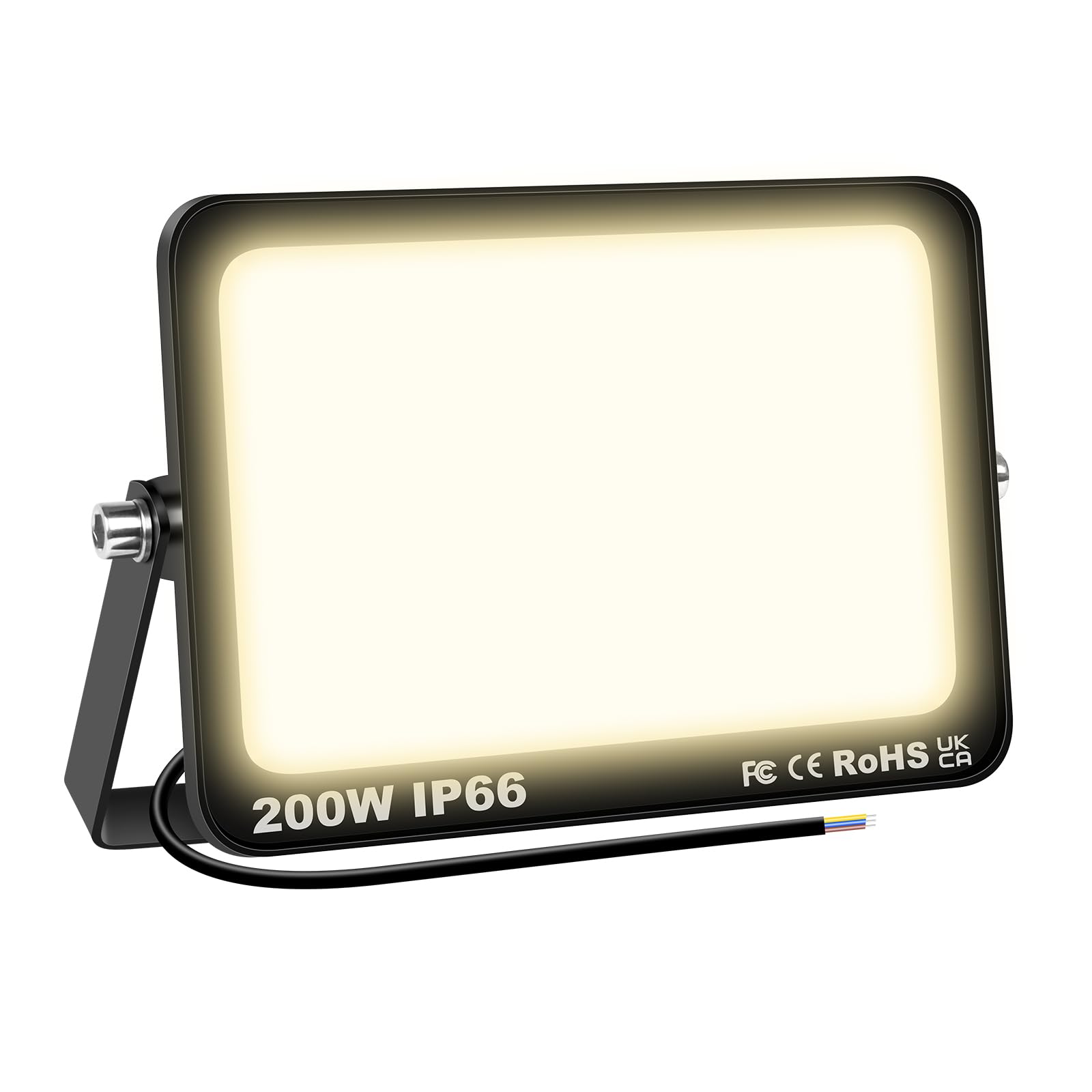 SKYWORLD 200W Faretto Led da Esterno, 20000LM 3000K Luce Bianca Naturale | Proiettore Faretti da Esterno, IP66 Impermeabile Fari di Sicurezza per Giardino Cortile Terrazza Patio Garage Piazza Officina