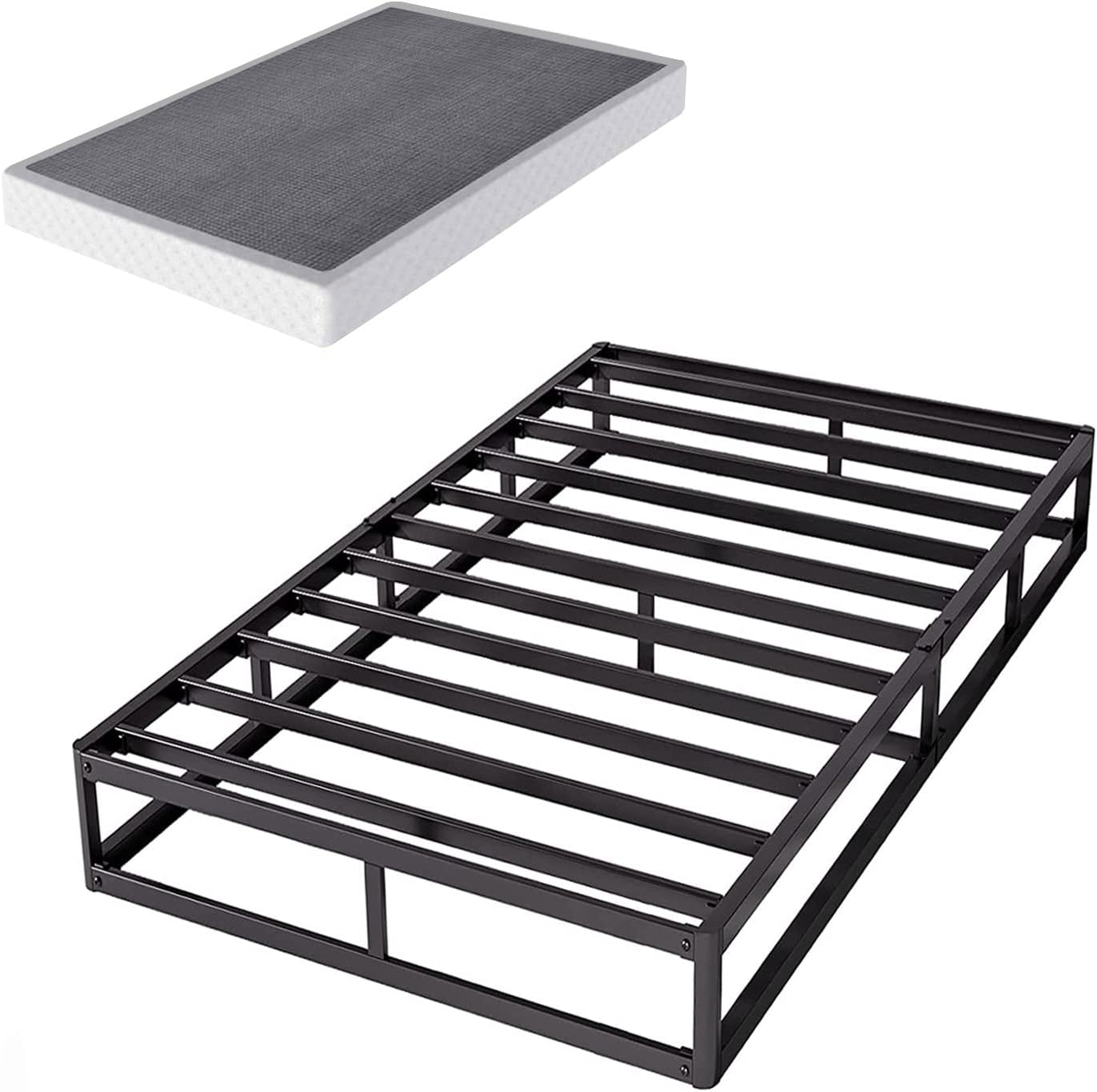 ZIYOO Twin XL Box Spring and Cover, 9 Inch High Profile BoXspring, Easy Assembly, Mattress Foundation, Heavy Duty Metal Steel Structure, Quiet Noise-Free Easy Assembly
