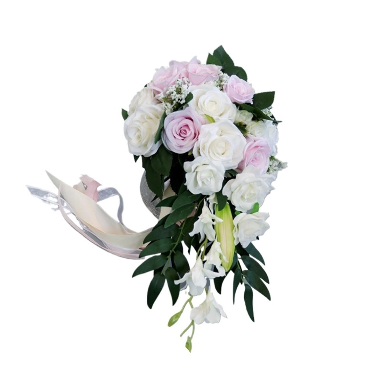 ZRHWSPD Wedding Artificial Bouquet Silk Rose Wedding Bride Bouquet Hand Hold Flower Decoration Holiday Party(A-pink)