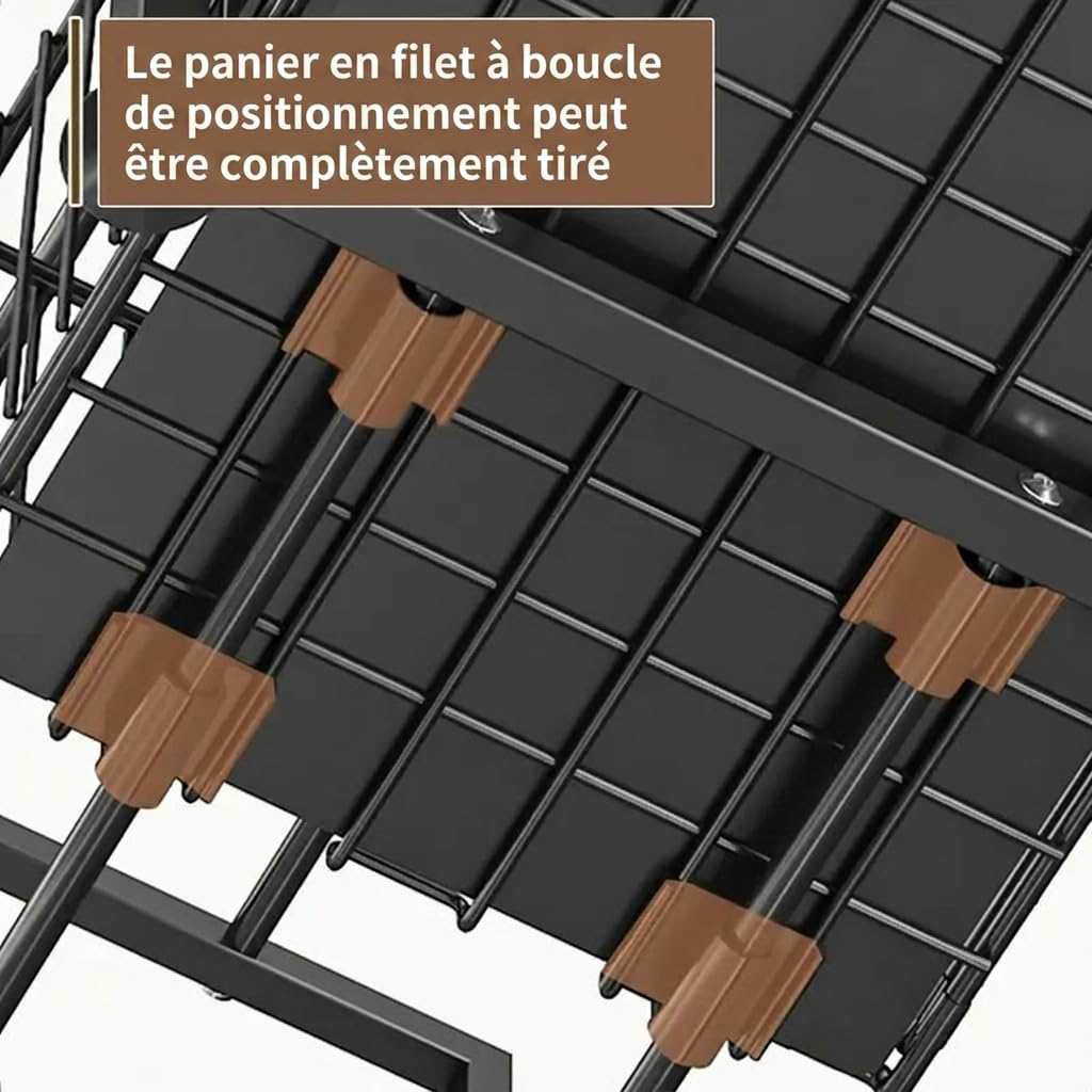 Rangement sous Évier Cuisine, Rangement Cuisine Métal 2 Niveaux avec Tiroirs Coulissants, Organisateur Placard Cuisine et Salle de Bain, Étagère Gain de Place pour Plan de Travail (Une pièce)