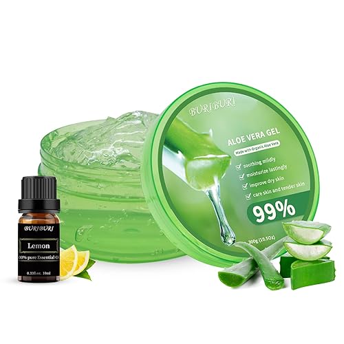 Miniatura 1 de BURIBURI Paquete de gel de aloe vera con aceite esencial de cock aceites orgánicos de aromaterapia para el cuidado de la piel cuidado facial cuidado