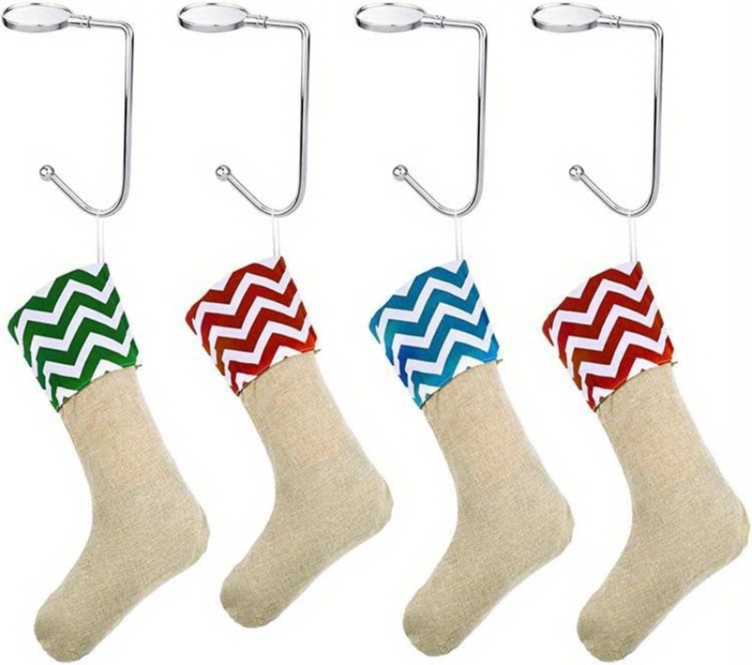 10PCS Christmas Socks Hooks Decoration Fireplace Desktop Iron(Silver)