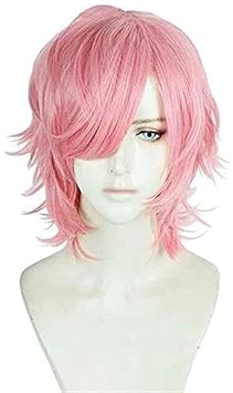 Short Layered Pink Yuri Ayato Cosplay Wig for Women Halloween Costume