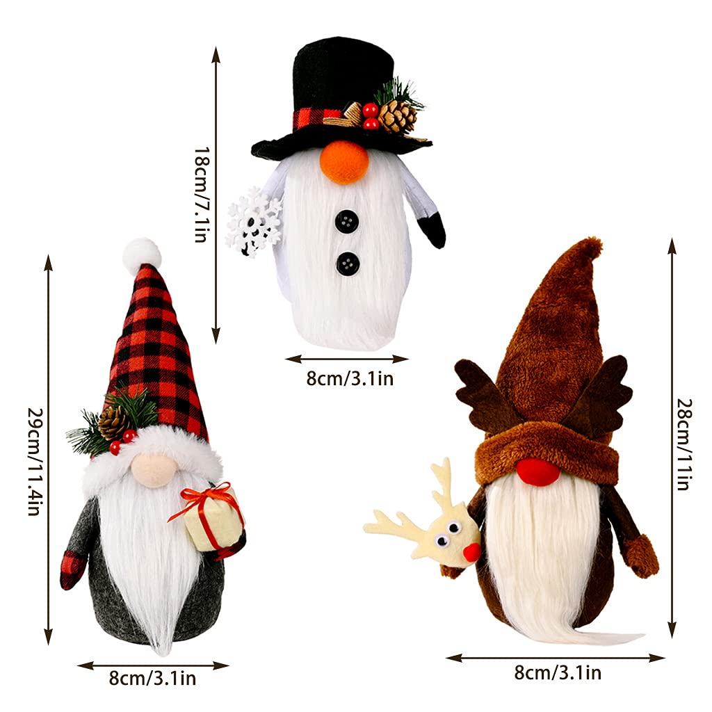 3 muñecos de peluche de Navidad, dibujos animados, adornos suecos, decoración de vacaciones