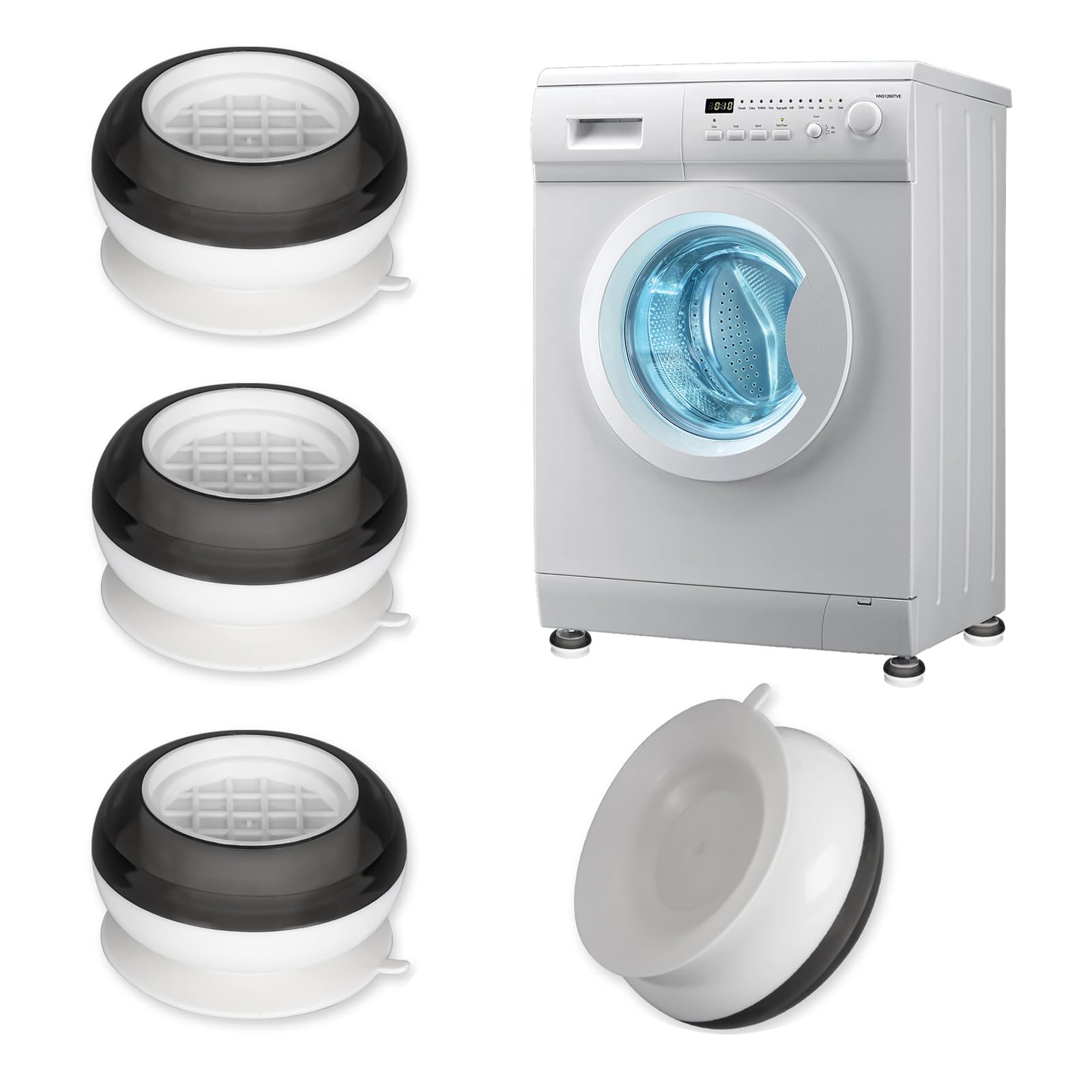 Alyvisun 4 Pezzi Piedini Antivibrazione Lavatrice in Silicone, Universali Piedi Supporto Ammortizzatori Tappetino Drenaggio, Antiscivolo Rialzo da Terra per Lavatrice, Asciugatrice, Frigorifero