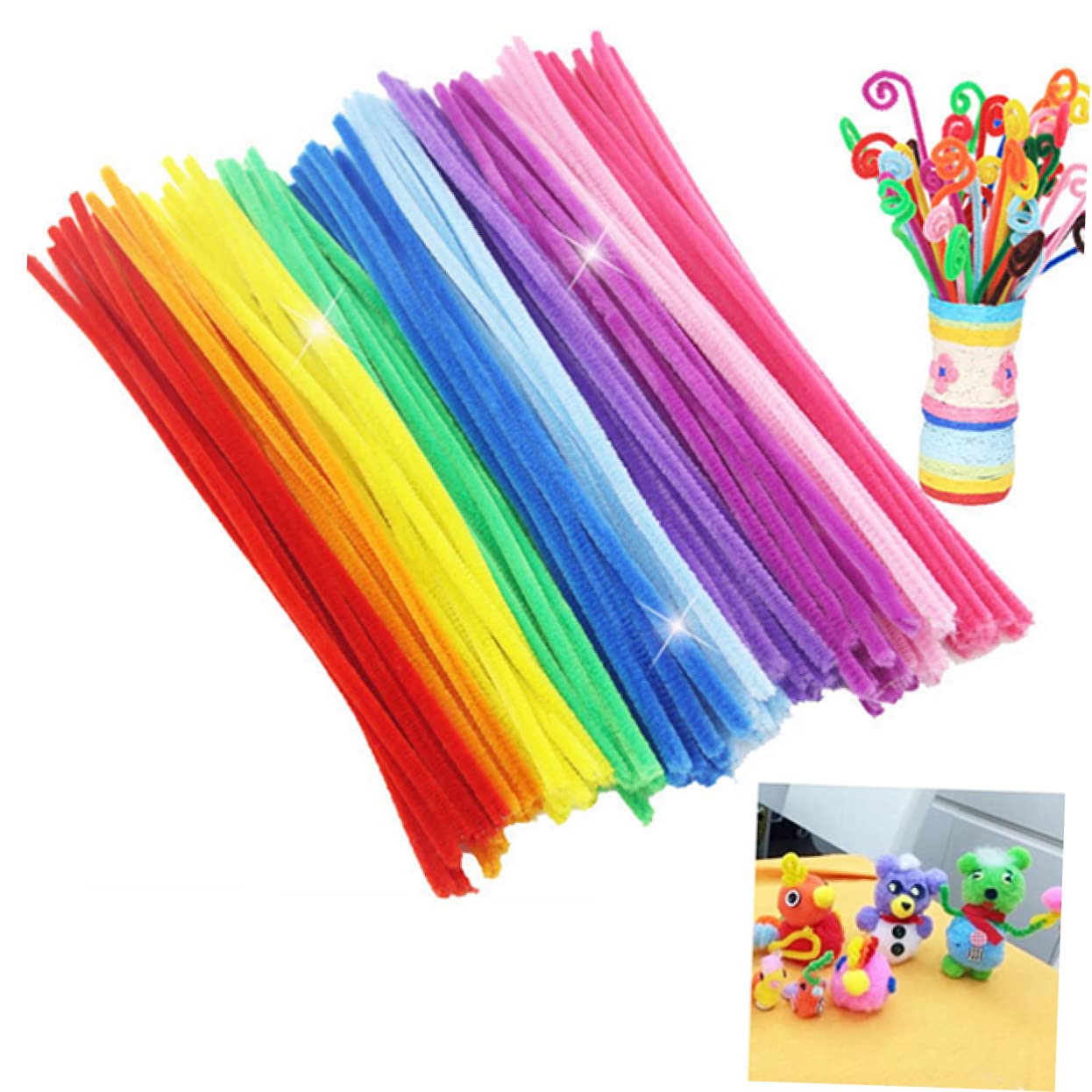 Gogogmee 150Pcs Chenille Stems Craft Cleaners for Projects Weddings Parties Holiday Decorations Bendable Stick Art Supplies