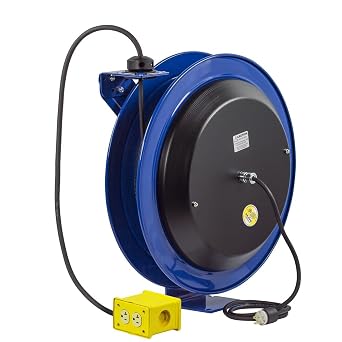 Coxreels EZ-Coil Safety Series Power Cord Reel with Quad Receptacle - 100 Ft., Model# EZ-PC24-0012-B