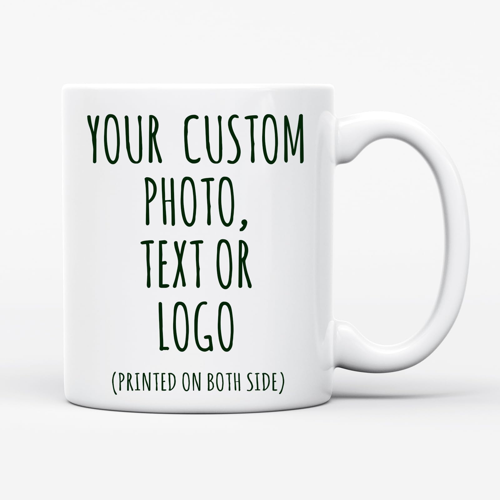 Personalized Coffee Mug, Custom Photo Text Logo Ceramic Mug, 11oz, White, Unique Gift for Men & Women