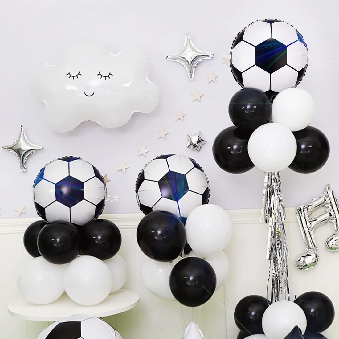 Globos de Fútbol, 12 Piezas Globos de Aluminio Fútbol, Decoraciones para Fiesta de Futbol, Suministros de Fiesta Deportiva para Cumpleaños Deportes Copa Mundial - 4
