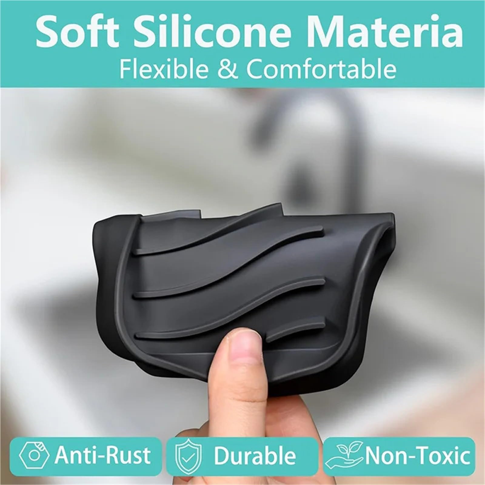 Jabonera Antideslizante, Jabonera de Silicona con Drenaje, Juego Soporte Antideslizante, Ducha, baño, Fregadero Cocina, 2 uds
