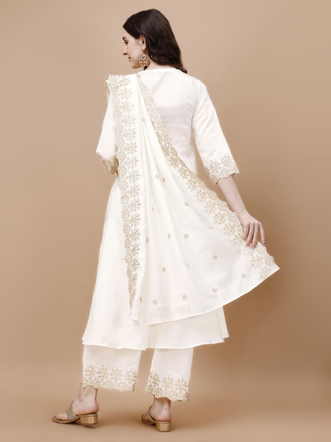 Diwali Sale Granthva Fab Kurta Set For Women Silk Embroidered Anarkali Kurta Set For Women With Palazzos And Dupatta