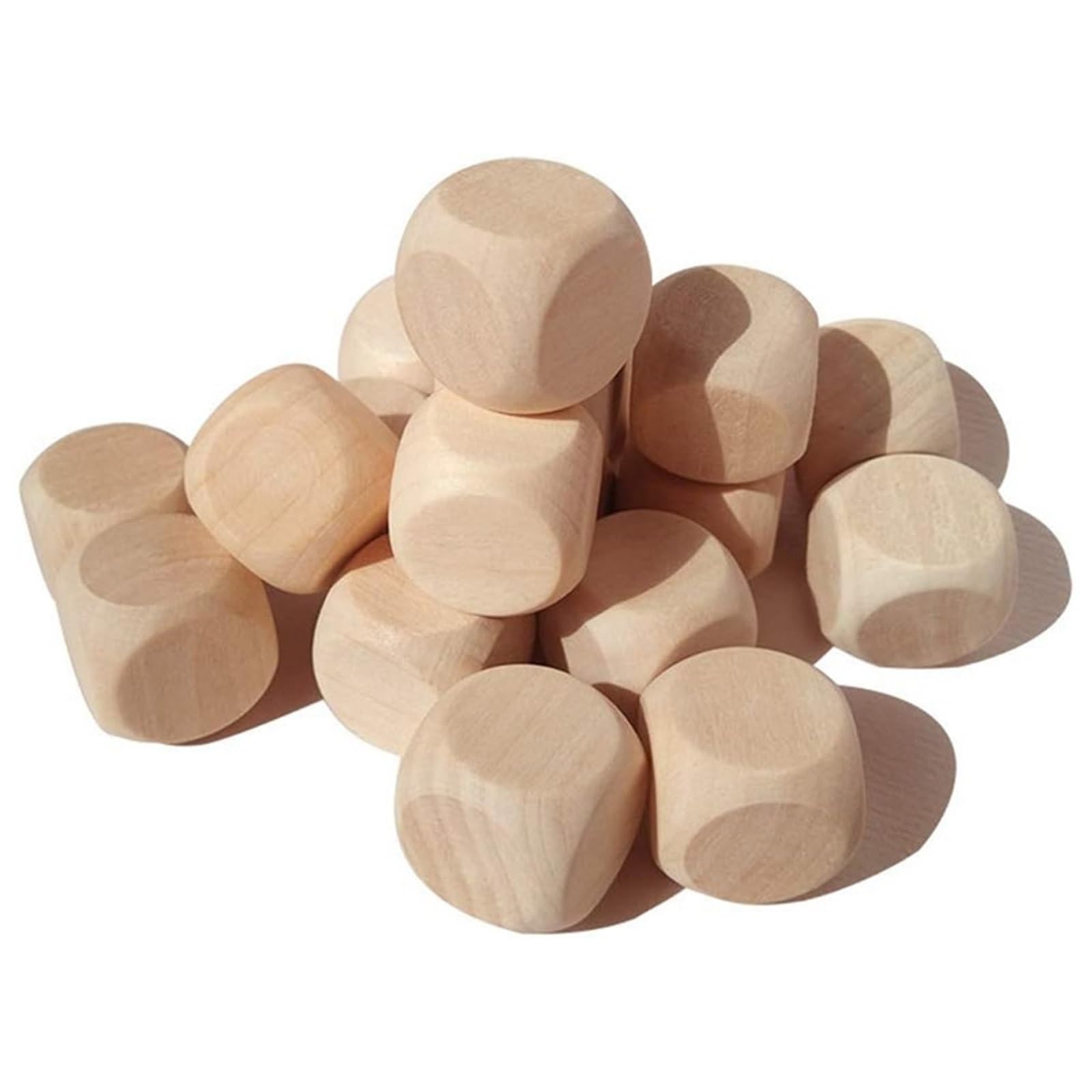 zyrqon 200 Pcs Blank Wooden Dice Unfinished Square Blocks 6 Sided Wood Cubes with Rounded Corners for DIY Craft Projects 16mm