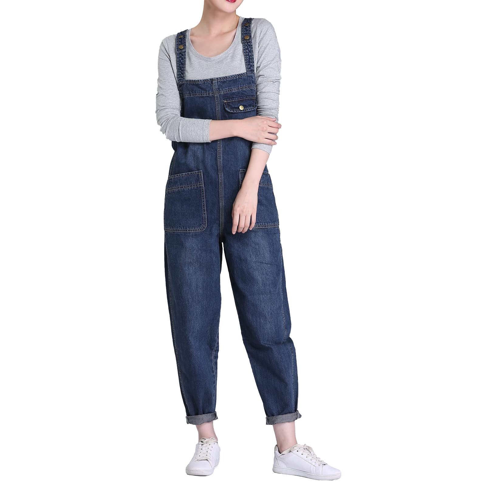 Mujer Tallas Grandes Peto Vaquero Largo Mono Casual sin Mangas Jumpsuits Playsuits Pantalones Vaqueros Stretch (XS-5XL)