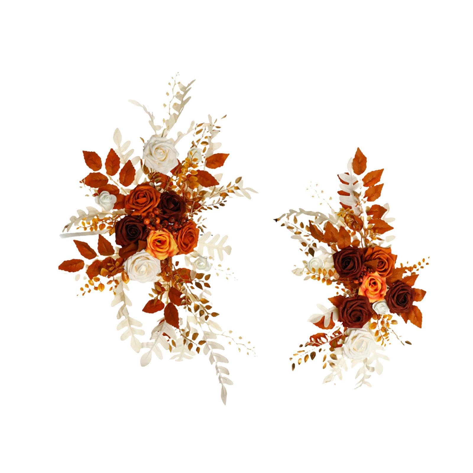 Auyxssz Orange Captivating Floral Swag Wedding Arch Decor Instantly Elevates Rustic Reception And Celebration Spaces Wedding Arch Flowers Garland Backdrop,