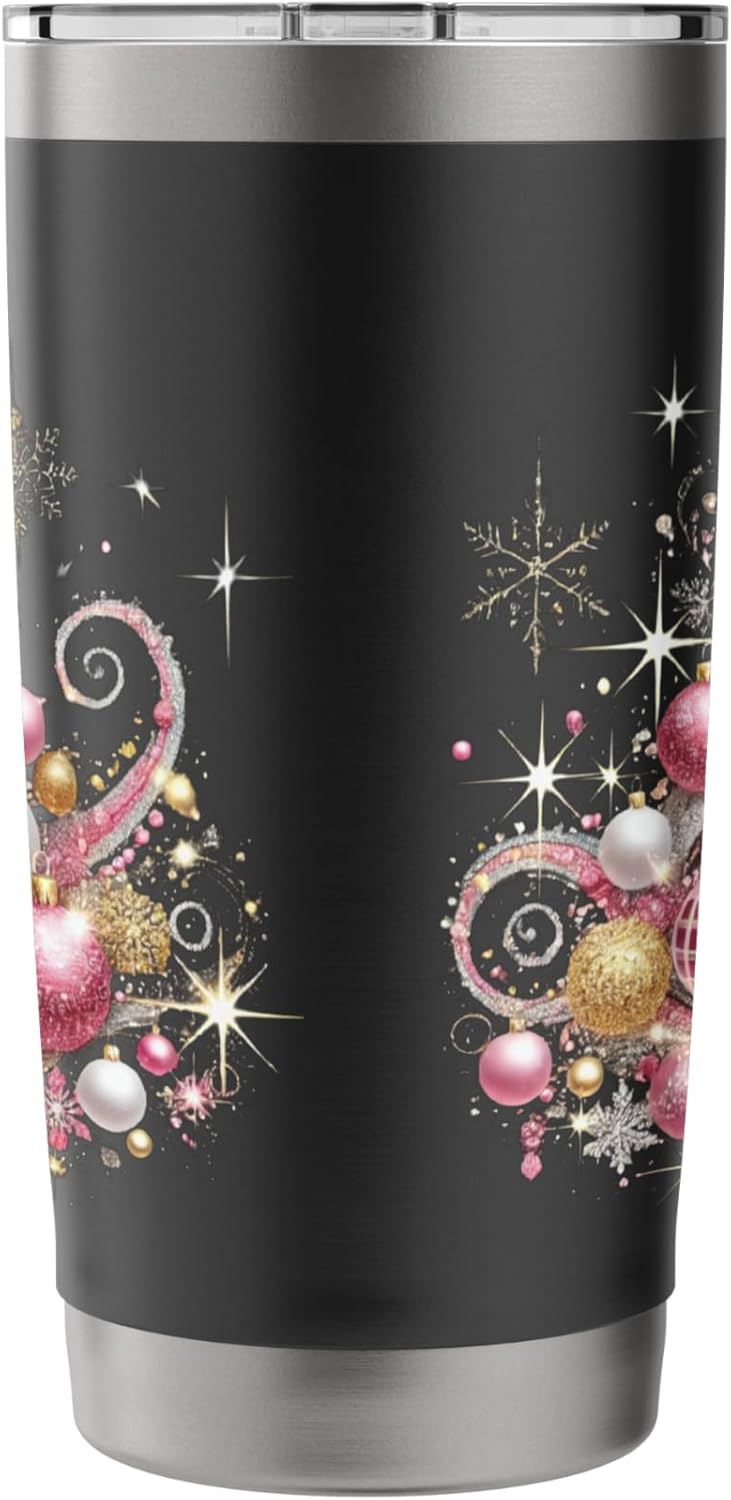 Unique Fancy Christmas Snowflake Ornament Coffee Travel Mug Stainless Steel Insulated Tumbler - Image 2