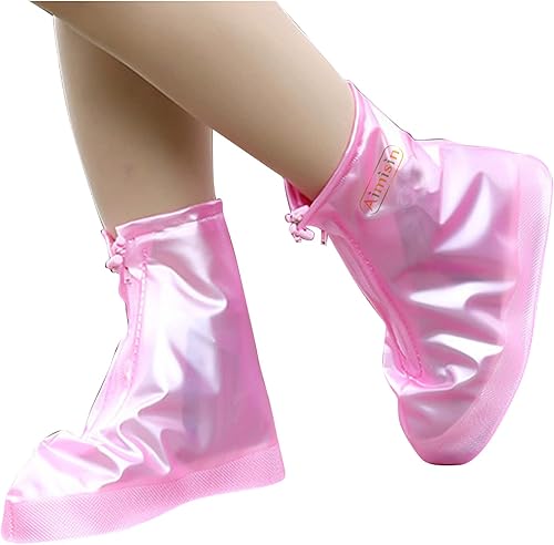 Aimisin Fundas reutilizables de PVC impermeables para zapatos, protectores de zapatos con cremallera impermeable y diseño de cordón, fundas para