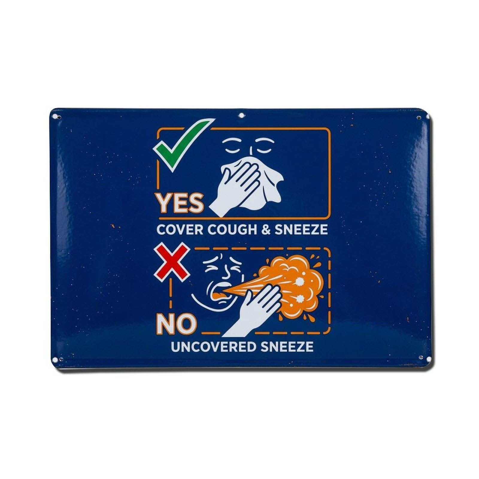 Sneeze Etiquette Personal Vintage Metal Tin Sign Plaque Wall Decor for Cafe, Club, Garden Metal Poster 8x12Inch