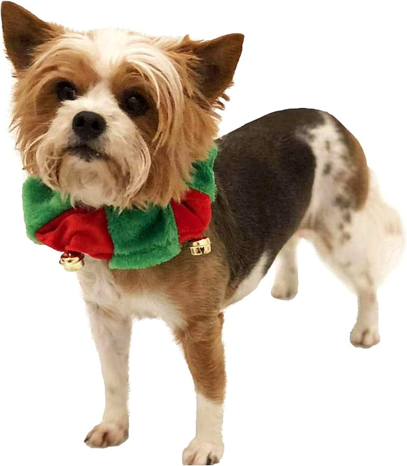 Midlee Red/Green Christmas Plush Bell Collar (Small)