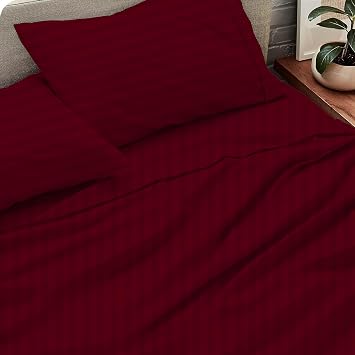 2Pcs Pillowcases 800 Thread Count 100% Egyptian Cotton Pillowcase Soft Perfect Perfect for Home,Hotels & Hospital King Size 20" x 40" - Burgundy Stripe