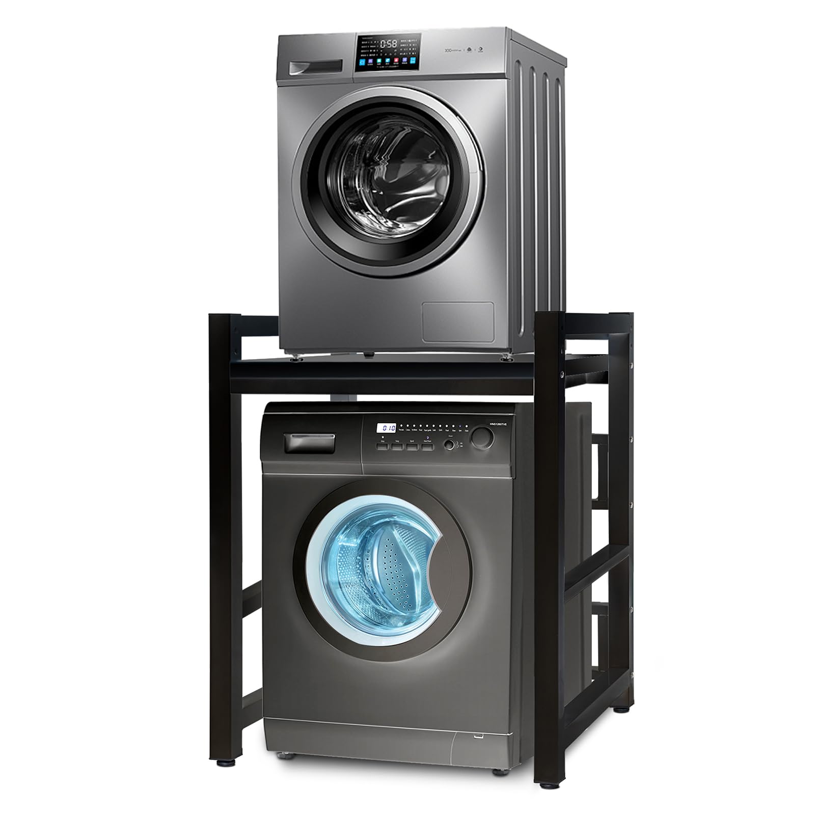 JXZ Meuble Machine à Laver et Seche Linge, Support Seche Linge Sur Lave Linge, 3 Hauteurs Réglables, Capacité Charge 300kg pour Buanderie Salon Salle De Bain Cuisine Balcon(Noir, Tableau Noir)