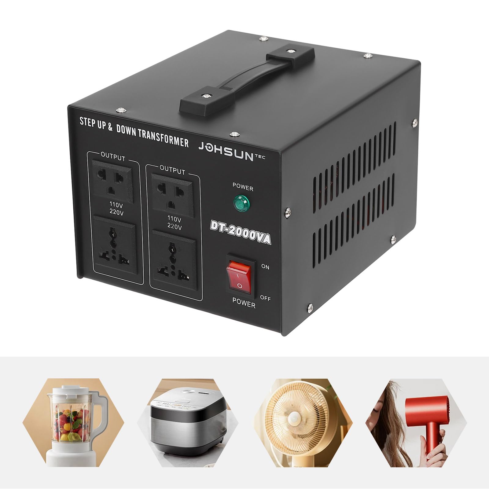 Trasformatore di tensione da 2000 W, 220 V, 110 V, Step Up/Down – Trasformatore di corrente ad alte prestazioni per viaggi internazionali, elettrodomestici, condizionatori, utensili elettrici