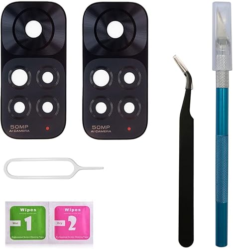 Paquete de 2 fundas de repuesto para lente de cámara trasera para Redmi Note 11 4G 6.43" 50MP con adhesivo y kit de herramientas de reparación (Note