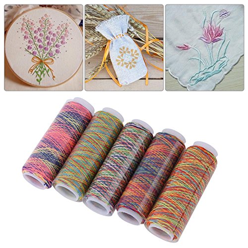 Set de 5 hilos de coser, bobinas de hilo iridiscente multicolor en degradado para costura, acolchado y bordado miniatura 2