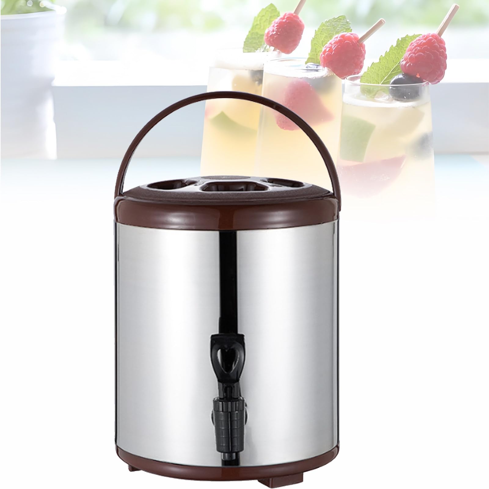 Dispensador de agua caliente aislado de acero inoxidable, urna de bebidas de 30 tazas con espiga para café, té y catering