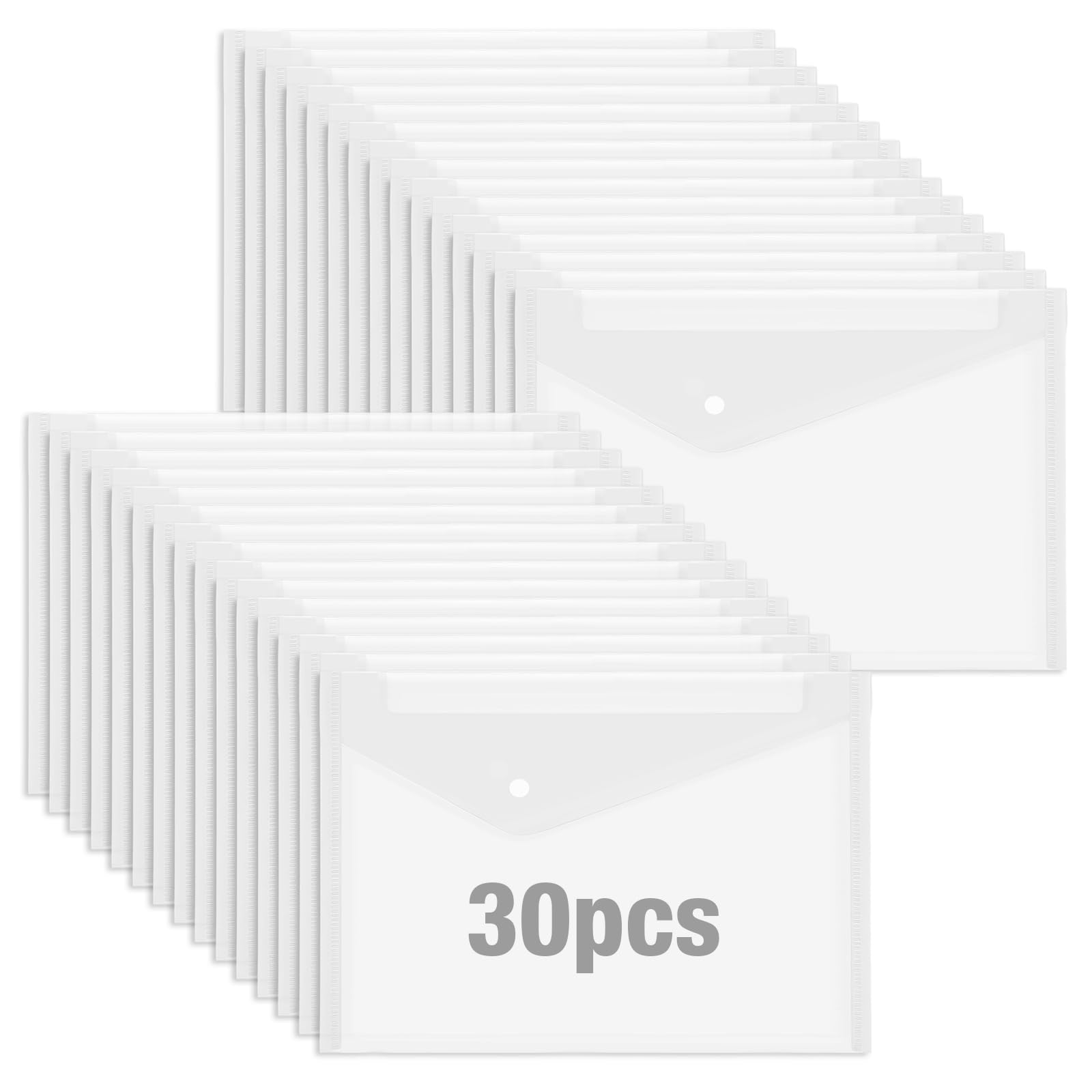 A4 Plastic Wallets 30PCS Folders Waterproof Plastic Wallet Transparent Colours(Transparent)