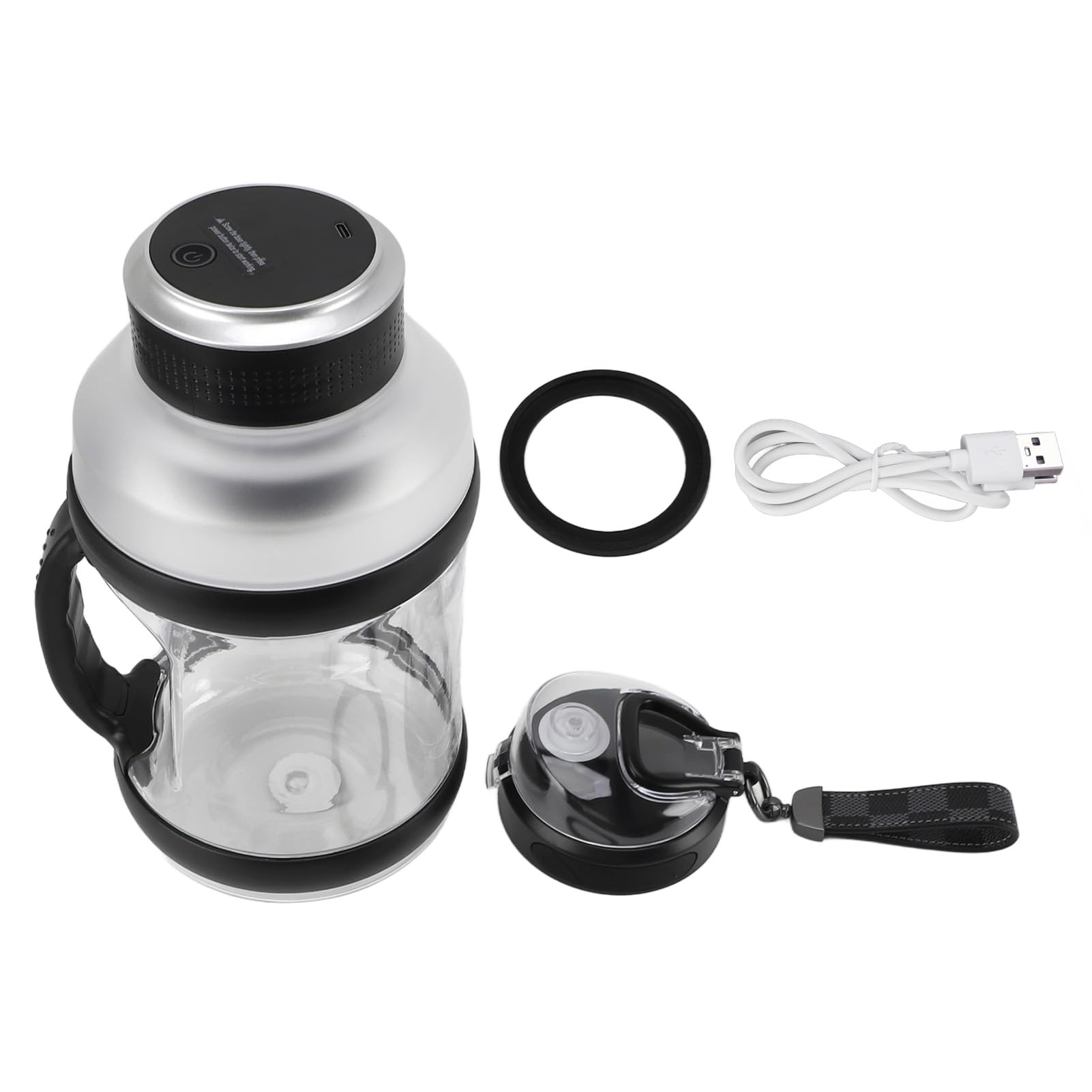 FTVOGUE Frullatore Portatile da 2L 18000 Giri/min Ricaricabile USB per Frullati e Smoothie (BLACK)
