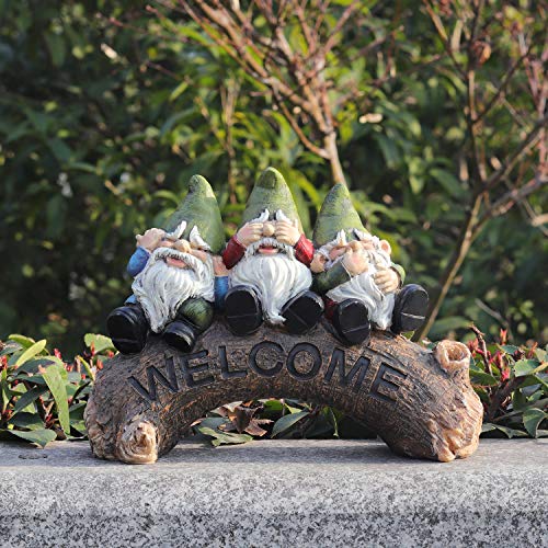 Gnome Garden Decor, Fairy Garden Welcome Sign Statues Whimsical Gnomes Sculptures For Yard Patio Outside Home #TOP5