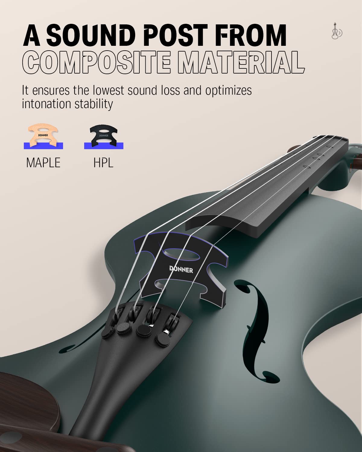 Donner Rising-V Carbon Fiber Violin,4/4 Violin Set Full Size